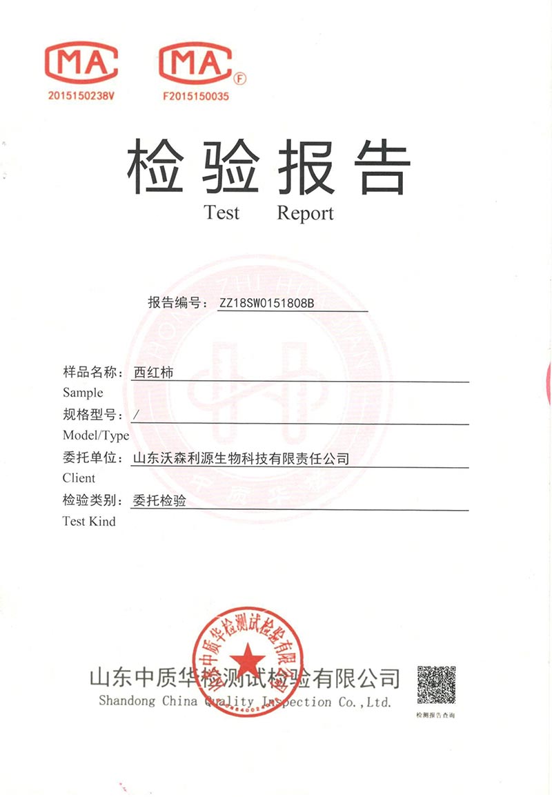 西红柿检验报告(未使用改良液)
